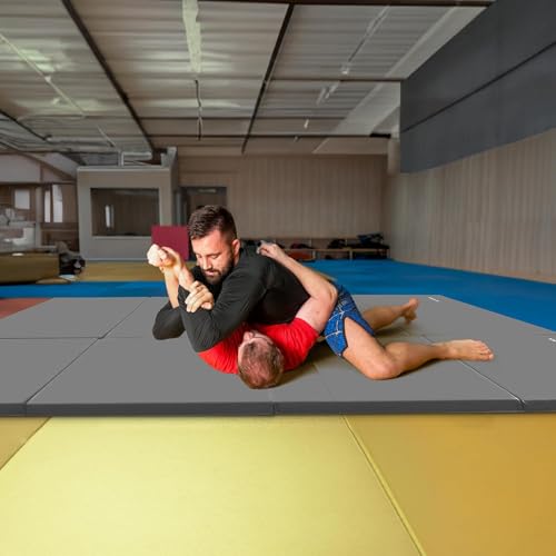 Image of BalanceFrom 6x4 Feet 4-Panel Folding Gymnastics Mat - 2-Inch Thick Pad with Vinyl Surface and Carrying Handles for Tumbling, Yoga, Pilates, Home Workouts, and Martial Arts