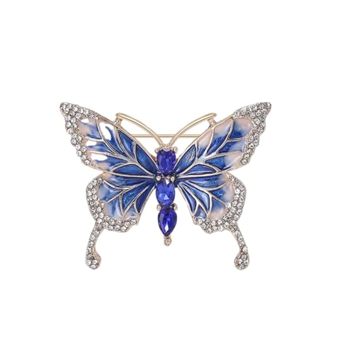 Image of Butterfly Crystal Rhinestone Brooch Pin for Women Colorful Glitter Pearl Bead Lapel Pins Hats Clothes Dress Accessories Jewelry