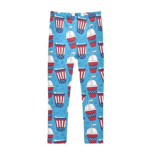 Amrican Colors Coffee Cups Girls Leggings,Workout Leggings for Girls Toddler Athletic Leggings Size for 3-10T