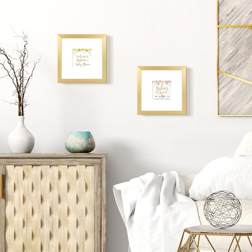 Image of upsimples 8x8 Picture Frame, Display Pictures 4x4 with Mat or 8 x 8 Without, Wall Hanging Photo Frames, Gold, 1 Pack