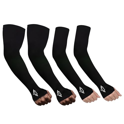 Image of Osmo Fabric Arm Sleeves With Thumb Extension for Men & Women | SPF 50+Sun Protection | Breathable Compression Arm Sleeves with Thumb Hole for Running,Cycling,Gym & Driving
