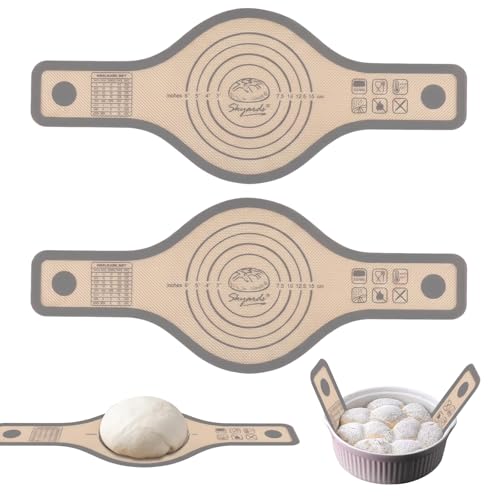 2 Pack Silicone Bread Sling for Dutch Oven Non-Stick Sourdough Sling with Extra Long Handles 0.7mm Thick Reusable Baking Mat for Bread Making Accessories Grey 21x52.5cm