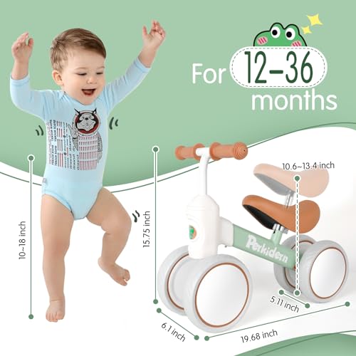 PerKidern Baby Balance Bike for 1-2 Year Old Boys Girls, 12-24 Month Toddler Balance Bike, 4 Wheels Baby Bike Toddler First Birthday Gifts (Green) by PerKidern - Image 4