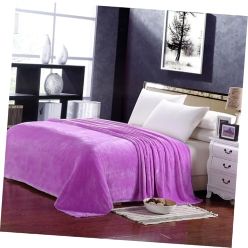 Manta de franela polar morada para sofá y ropa de cama suave 5