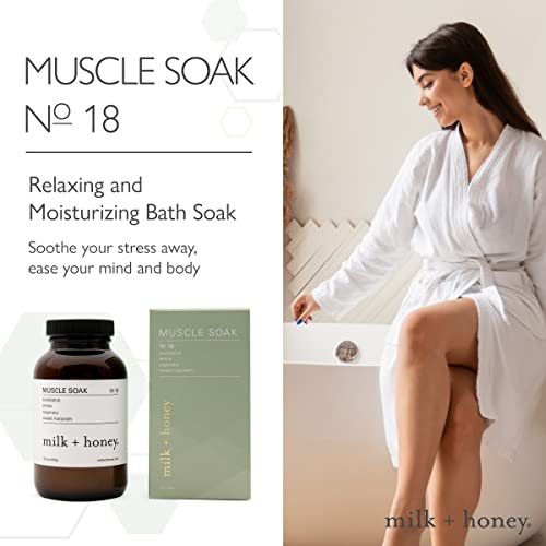 Milk + Honey Muscle And Bath Soak No. 18, With Eucalyptus, Arnica, Rosemary And Sweet Marjoram, Moisturizing Bath Soak, Sea Salt And Epsom Salt Bath, 10 Oz #TOP1