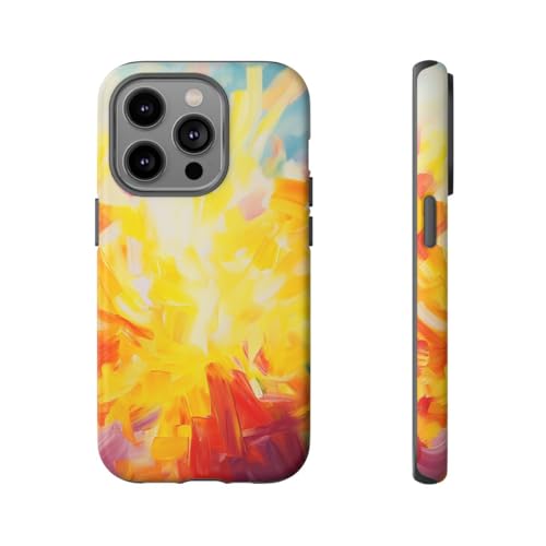 Coque jaune iPhone 14 Pro abstract sunshine brushstrokes pour vos sorties
