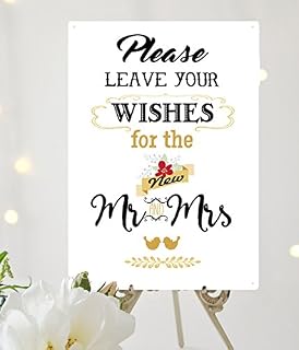 Artylicious Please Leave Your Wishes, White A4 guestbook Vintage Wedding Venue Chalkboard Style Metal Sign Decoration