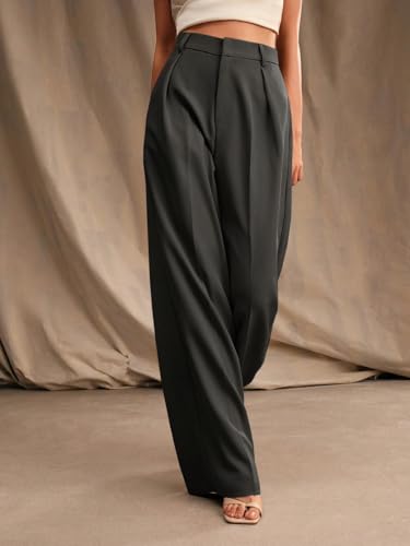 Image of KOTTY Stylish Women's White Wide Leg Trousers | High Waist Cotton Pants for Women | Casual Korean Palazzo Bottom Wear