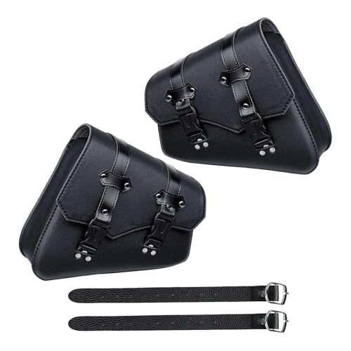 Penlimly Retro Motorrad Seitentasche aus Leder 2 wasserdichte Satteltaschen Abnehmbar mit Großem Kapazitätsset Aufbewahrungstasche Motorradzubehör Schwarz