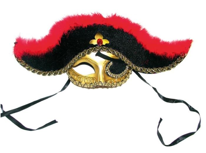 Lot de 12 - Masque vénitien Chapeau de Pirate et oeillère