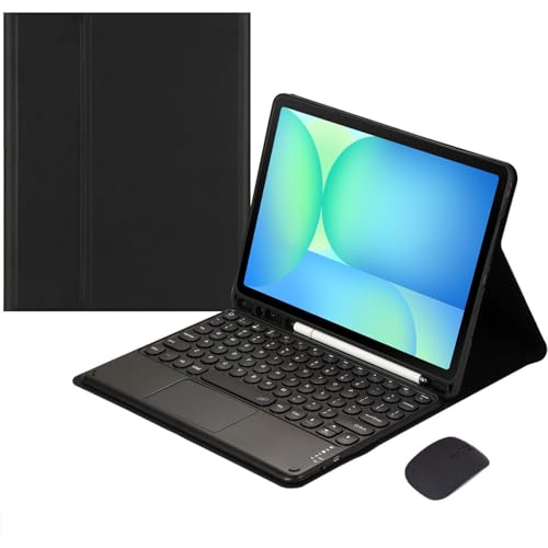 HEKUEUN Funda con Teclado para Samsung Galaxy Tab S10 FE/S9 FE 10.9'/Galaxy Tab S9 11' 2023, Smart Trackpad, Teclado Bluetooth Español Ñ Extraíble, Funda con Soporte para Lápiz Y Ratón,Negro