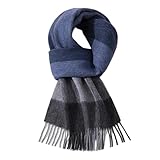 TEidea Bufanda Hombre Bufanda A Cuadros Clásica De Negocios Para Hombres, Bufanda De Cuello Cálido De Invierno Y Chal En El Estilo Azul Foulard Hommes-Color 1