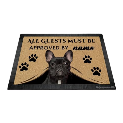Ganshan Bi Zerbino di benvenuto con cane bulldog francese divertente per tutti gli ospiti deve essere approvato tappetino zerbino personalizzato decorazione della casa regalo per gli amanti dei cani