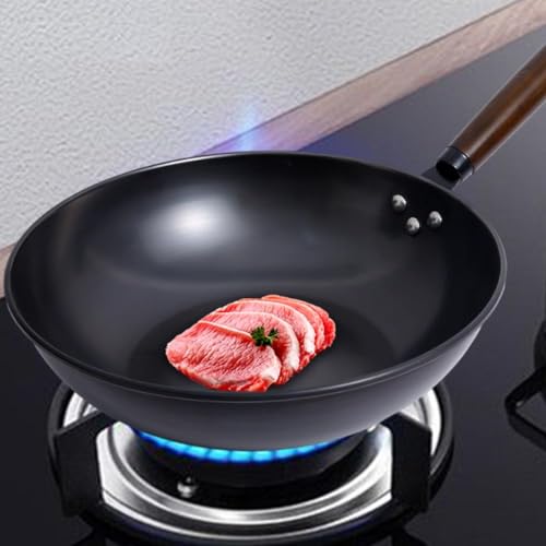 Wok de hierro fino de 13.4 pulgadas con tapa miniatura 5