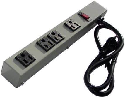 12in 4 Outlet Metal Power Strip, Beige, 1043G