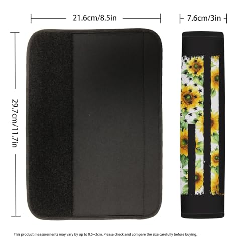 Image of AFPANQZ 2 Pack American Flag Sunflowers Car Seat Belt Covers for Adults Safety Seatbelt Pad Cushion Adjustable Universal for Most Car Laptop Backpack Luggage Bag Straps Pads Patriotic Yellow