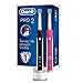 Oral-B PRO 2 CrossAction Cepillos de Dientes Eléctricos (Pack de 2) con Mangos Recargables, Tecnología Braun y 2 Cabezales de Recambio, Temporizador Integrado y Control de Precisión - Rosa/Negro