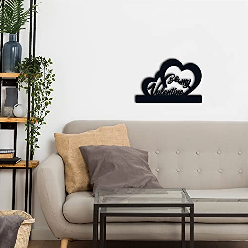 Image of eCraftIndia Be My Valentine Love Heart Wooden Wall Decor for Living Room Bedroom Home Wall Decor Items Wall Art for Home Decor Valentine Gift for Girlfriend Boyfriend Husband Wife Valentine Decoration