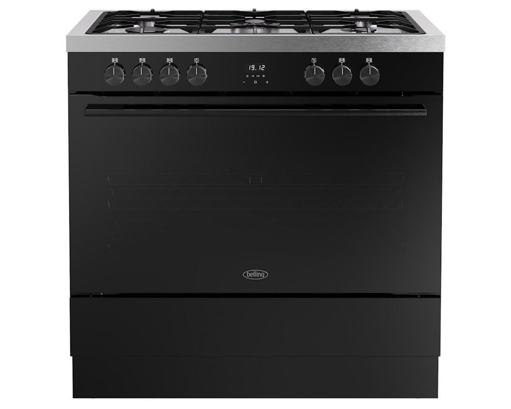 Belling BEL RCA VISION SGL 90DF 90cm wide Dual Fuel Range Cooker with Gas Hob - Black - A Rated