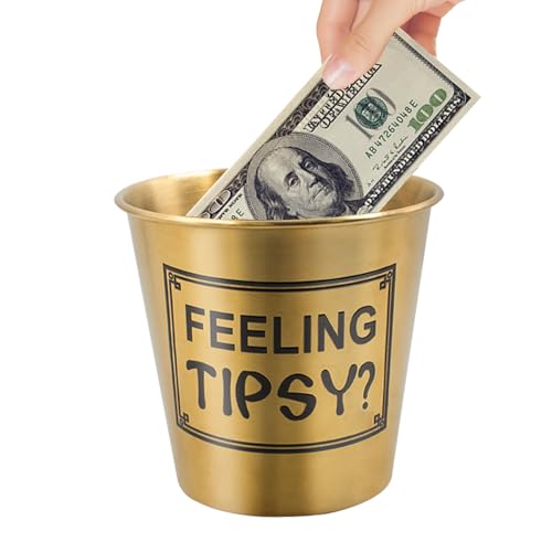 Stainless Steel Tip Jar for Bartenders and Musicians (Gold)