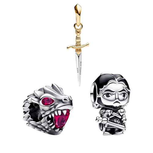 H.ZHENYUE Anhänger Charms 925 Sterling Silber Dragon Mom Sword with Cubic Zirconia für Europäische Armbänder und Halskette Schmuck Geschenk für Weihnachten Valentinstag Muttertag Pack von 3 Damen