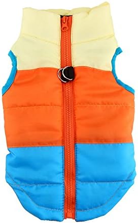 Idepet(TM Pet Dog Cat Coat with Leash Anchor Color Patchwork Padded Puppy Vest Teddy Jacket Chihuahua Costumes Pug Clothes XS S M L (XS, Rose)