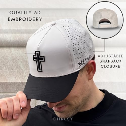 Image of CITRUSY Athletic Trucker Golf Hat | Performance Mens 5 Panel Cap | Cool Breathable Waterproof Workout Running Snapback