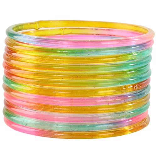 Image of STYOLLO Viral Jelly Transparent Plain Glass Chudi Set For Women & Girls | Traditional Bangle Set | Stylish Bangles For Girls | Ethnic Wedding, Festive & Daily Jewelry | Classic Designer Churi - Set Of 12