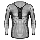 Photo Gallery men s sexy mesh see through t shirt fashion long sleeve pullover lace up t shirts men hipster nightclub wear t-shirt-black,xl Photo Gallery men s sexy mesh see through t shirt fashion long sleeve pullover lace up t shirts men hipster nightclub wear t-shirt-black,xl
