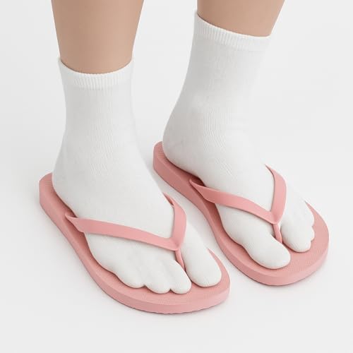 Andibro 4 Pairs Japan Tabi Socks for Flip Flop, Japanese Elastic Cotton Split Toe Socks for Men Women Geta Samurai - Thumbnail 2