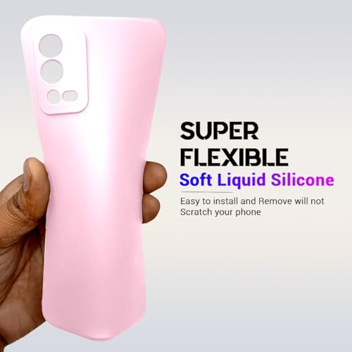 Image of LIRAMARK Silicone Soft Back Cover Case with Micro-Fibre Cloth On Inner Side for Oppo A55 4G (Pink)