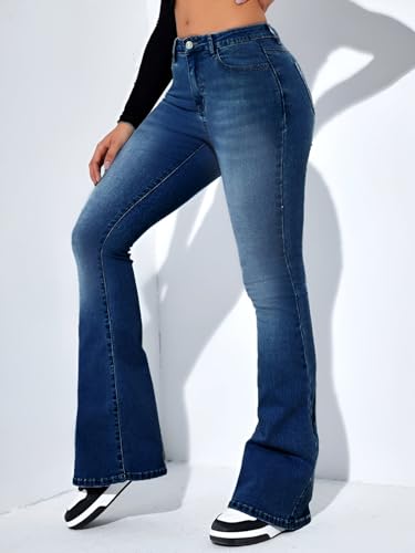 Image of Ben Martin Women's High Waist Jeans || Flared Bell Bottom Bootcut Pants || Wide Leg Stretch Denim - Perfect for Travel, Party & Everyday Use - Sizes 26-40 (1)