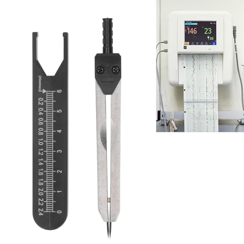Telituny EKG-Messschieber, 0-2,4 Zoll EKG-Lineal, Edelstahl EKG Caliper Messlineal, Präzisions EKG Zirkel Medizinischer Teiler Lineal Messwerkzeug, Für EKG-Auswertung Und Herzfrequenz-Analyse