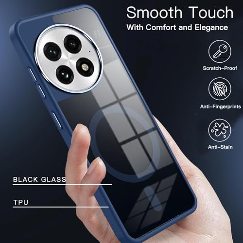 Image of KARWAN Translucent Hybrid Back Case Cover Compatible with Oneplus 13R Shockproof Case with Camera Protection, N52 Magnet Cover Case with Magnetic MagEaze Wireless Charging Cover (Blue)