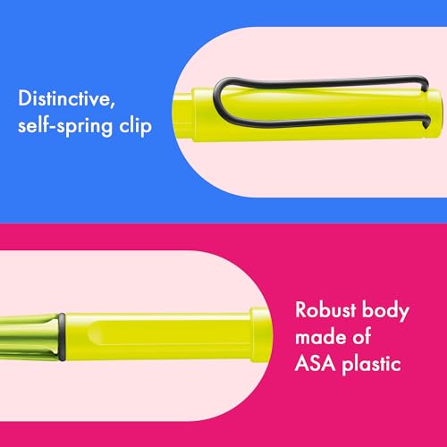 Image of Lamy Safari Neonyellow Rollerball Pen with Ergonomic Grip, Line Width M - For Comfortable Writing - Made of Robust ASA Plastic - with Roller Refill M 63 Black
