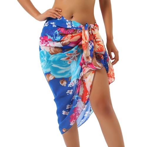 Womens Beach Sarongs Chiffon Printed Cover Ups Pareo Sheer Bikini Swimsuit Wraps for Swimwear