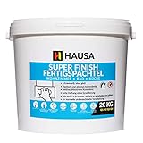HAUSA Fertigspachtel Super Finish Feinputz Weiß 20kg Q1/Q2/Q3/Q4 Spachtelgips Gipsspachtel Flächenspachtel Fein Spachtel Masse Glätt Flächen Füll