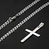 Roheafer 925 Sterling Silver Cross Necklace for Men With Stainless Steel Silver Cuban Chain Cross Pendant Necklace for women Religious Gifts Jewellery 18" 20" 22" 24" 26" 30" #3