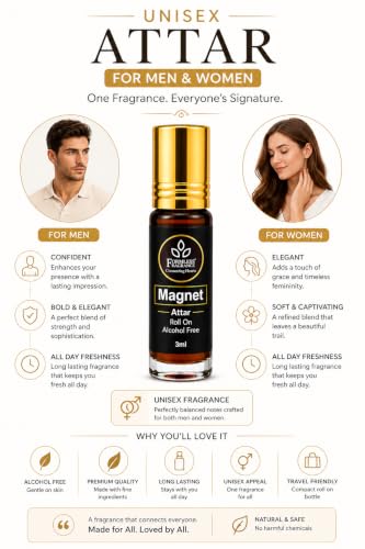 Image of Formless Magnet 3ml Attar Unisex - Premium Attraction Fragrance Oil, Long Lasting Alcohol-Free Perfume, Fresh Woody Musky Scent, Pocket Size Roll-On, Travel Friendly Daily Wear & Special Occasions