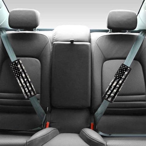 Image of AFPANQZ Grey Flag Print Car Seat Belt Cover Cushion Universal Fit Two-Packs Automotive Seat Belt Pillow for Kids Shoulder Straps Pads Covers Universal Fit for Truck Vans Sedans SUVs