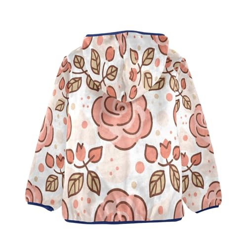 Rose Pattern with Soft Colors Toddler Fleece Jacket Girl Boys Hooded Fleece Jacket Coat Warm Outwear Zip-up 3-10T2