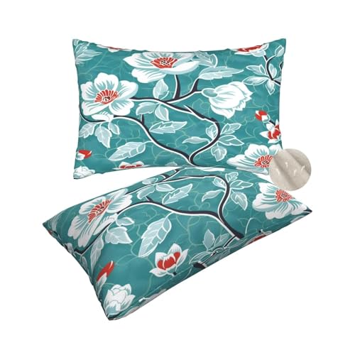 Housse coussin 60x80 cm gris vert fleur rectangulaire lot de 2 - 2