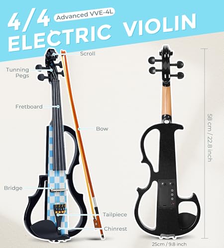 Vangoa AVVE-4 Electric Violin 4/4 Full Size Set Fiddle, Solid Maple Wood Electronic Acoustic Violins Silent Violin Kit thumb #4
