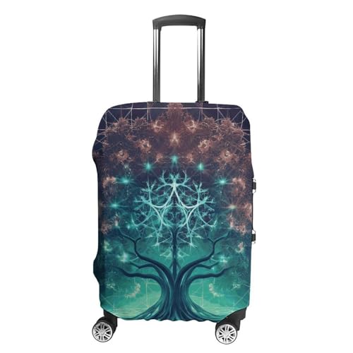 Digital Futuristic Tree of Life Icon with Space Printed Luggage Cover Protector, Fits 18-32 Inch Luggage - Main Image
