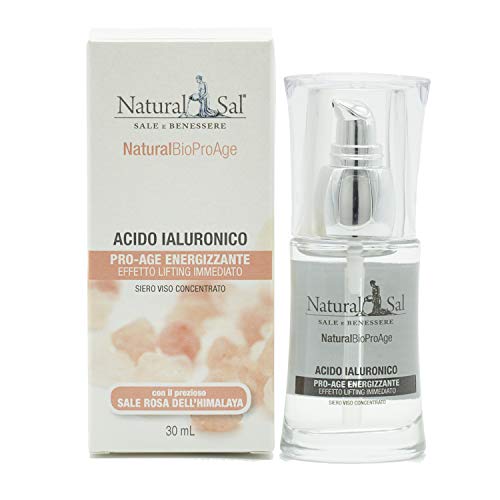 NATURALSAL Acido Ialuronico Viso NaturalBio ProAge Antiage con Sale Rosa dell' Himalaya, Effetto lifting, ProAge Energizzante per tutti i tipi di pelle, 30 ml Made in Italy