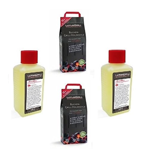 LotusGrill Buchenholzkohle 2,5 kg Sack, 37,9 x 25,3 x 18,2 5 2x LotusGrill Buchenholzkohle 2,5 kg Sack inkl. 2x LotusGrill Brennpaste 200 ml, beides entwickelt für raucharmes Grillen mit dem LotusGrill
