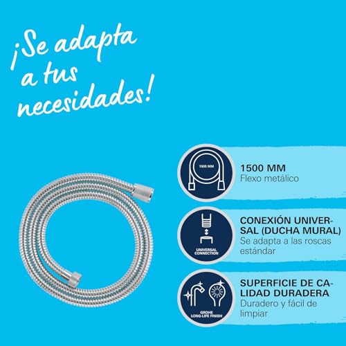 Flexo de ducha de metal Grohe VitalioFlex QuickFix 1500mm ref 22108000 para grifería de baño 4
