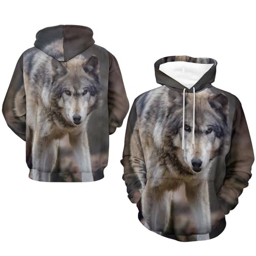 Sweats à capuche loup contre le froid avec ce pull unisexe confortable manche longue S