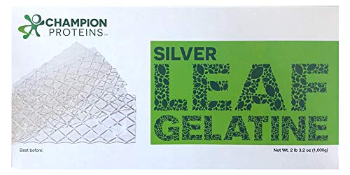 Silver Leaf Gelatin Sheets, 400 Sheets, 170 Bloom, Champion Leaf Gelatine, 1/KG (2.2/Lbs)