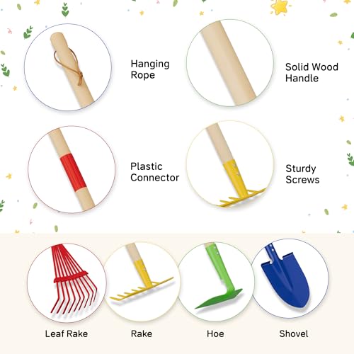 Set de herramientas de jardinería 4 piezas con guantes y bolsas miniatura 5